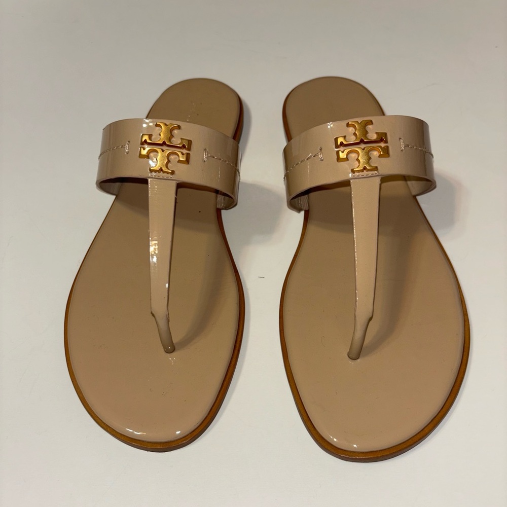 Authentic mini Everly tan leather Tory Burch sandals
